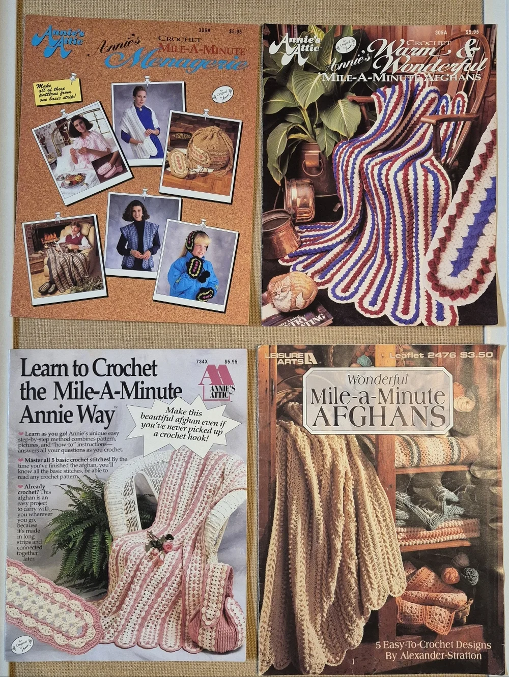 Vintage 1990's Lot Of 4 Mile-A-Minute Crochet Pattern Books - Picture 1 of 14